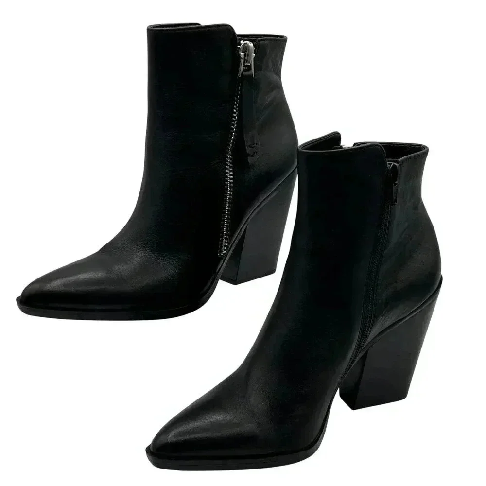 Naturalizer Rooney Womens 7M Booties Black Soft Leather Ankle Zipper Boots